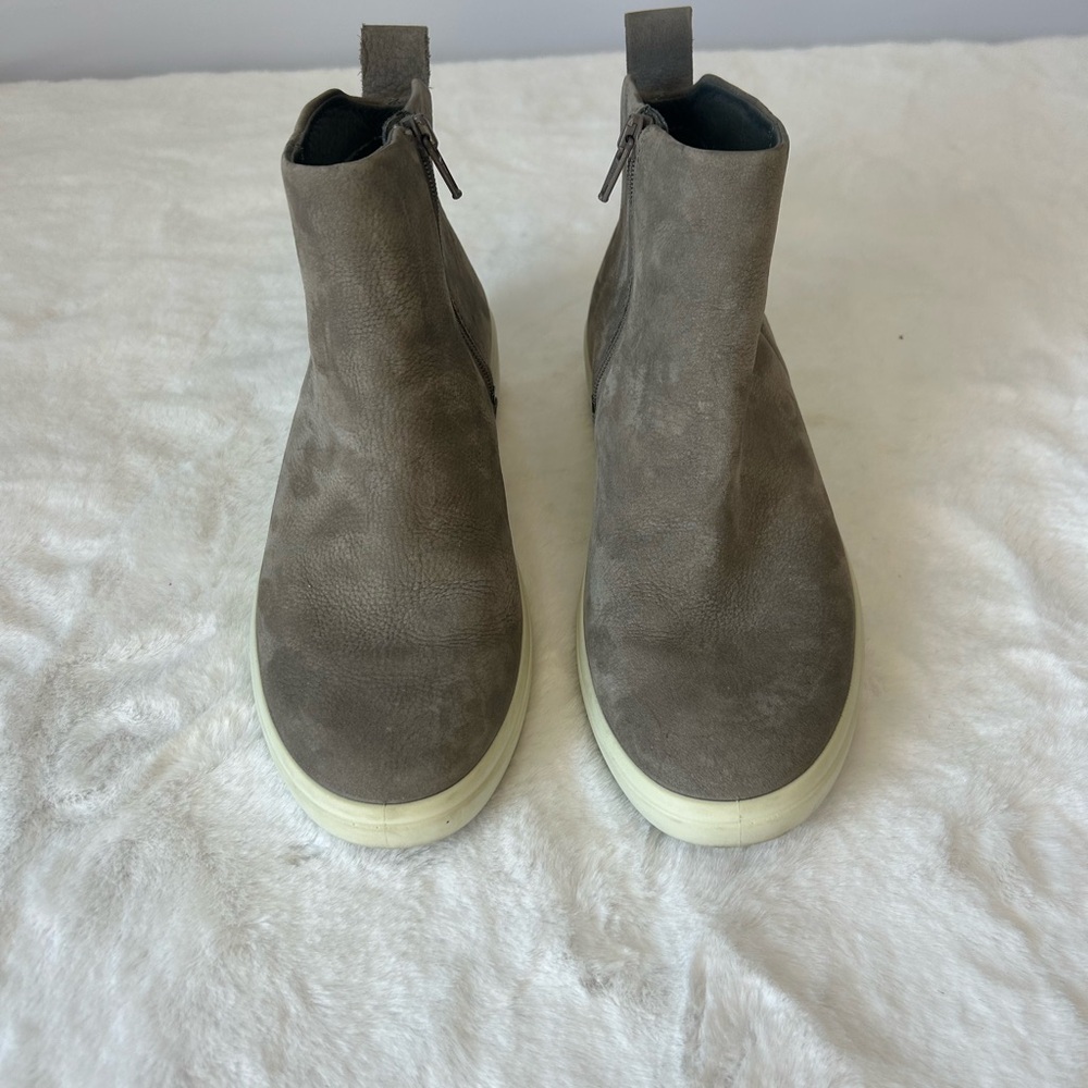 ECCO Leather Ankle Booties Women’s 6 Wedge Heel Side Zip Gray Comfort Shoes - Picture 5 of 11